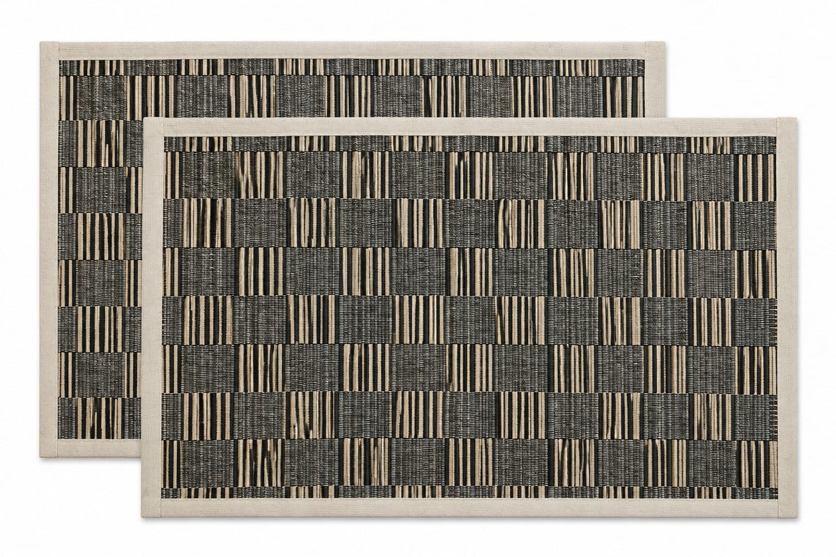 GRASS PLACEMAT 2PCS SET - BLACK & WHITE CHECK