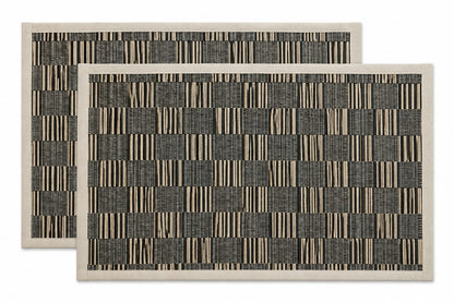 GRASS PLACEMAT 2PCS SET - BLACK & WHITE CHECK