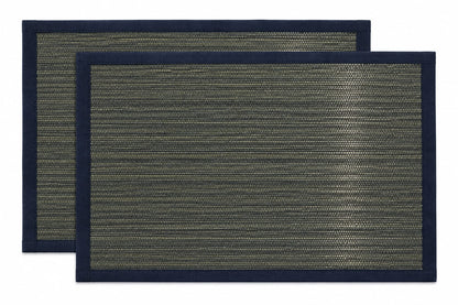 GRASS PLACEMAT 2PCS SET - BLACK GREEN PIPING