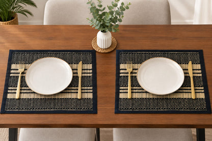 GRASS PLACEMAT 2PCS SET - STRIPE BLACK