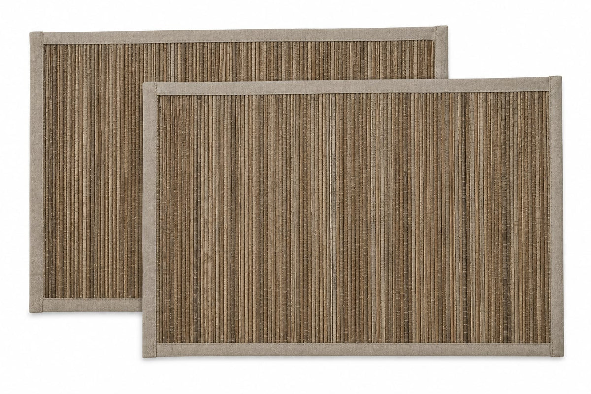 GRASS PLACEMAT 2PCS SET - BEIGE PIPING