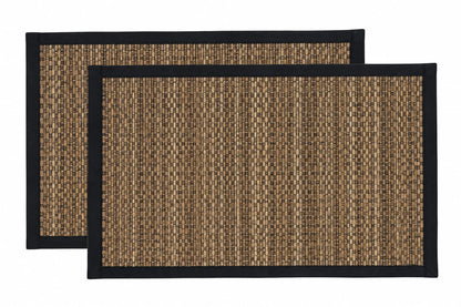 GRASS PLACEMAT 2PCS SET - BLACK PIPING