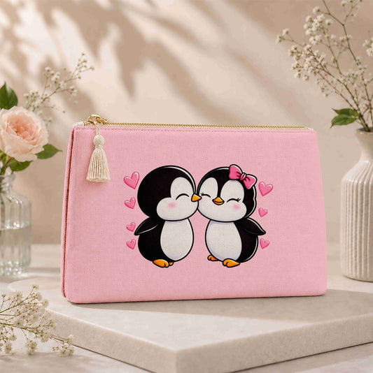 Canvas pouch - penguin love