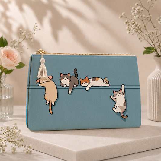Canvas pouch - Hanging kitties
