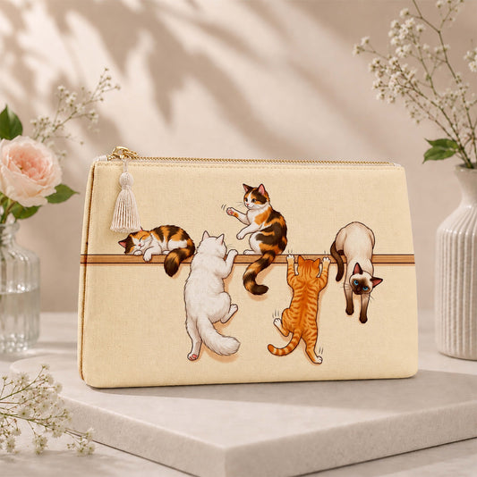 Canvas pouch - hanging cats