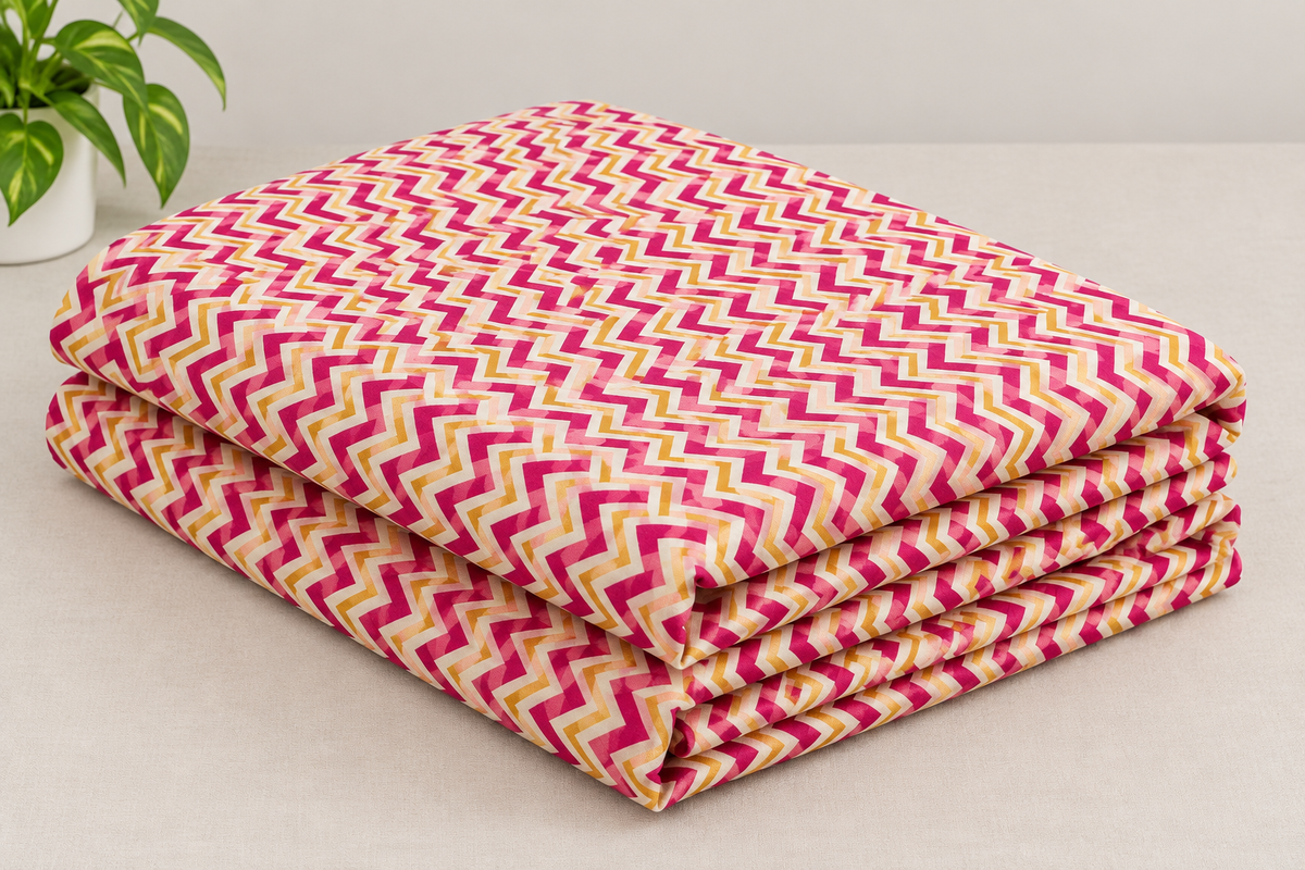 ABSTRACT WAVE PRINT BEDSHEET- PINK