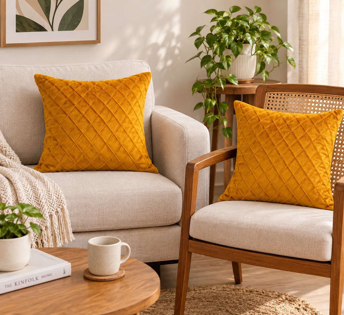 Velvet quilted cushion