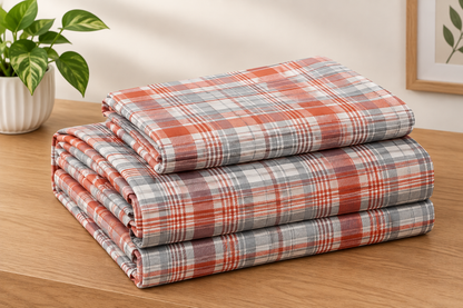 PLAID BEDSHEET- COFFEE