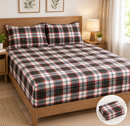 CHRISTMAS PLAID BEDSHEET- LUREX