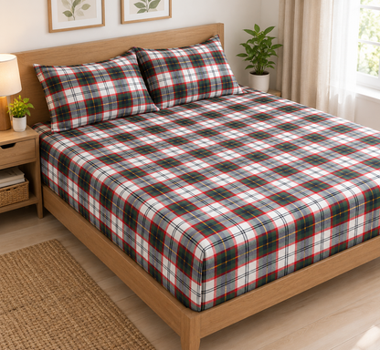 CHRISTMAS PLAID BEDSHEET- LUREX
